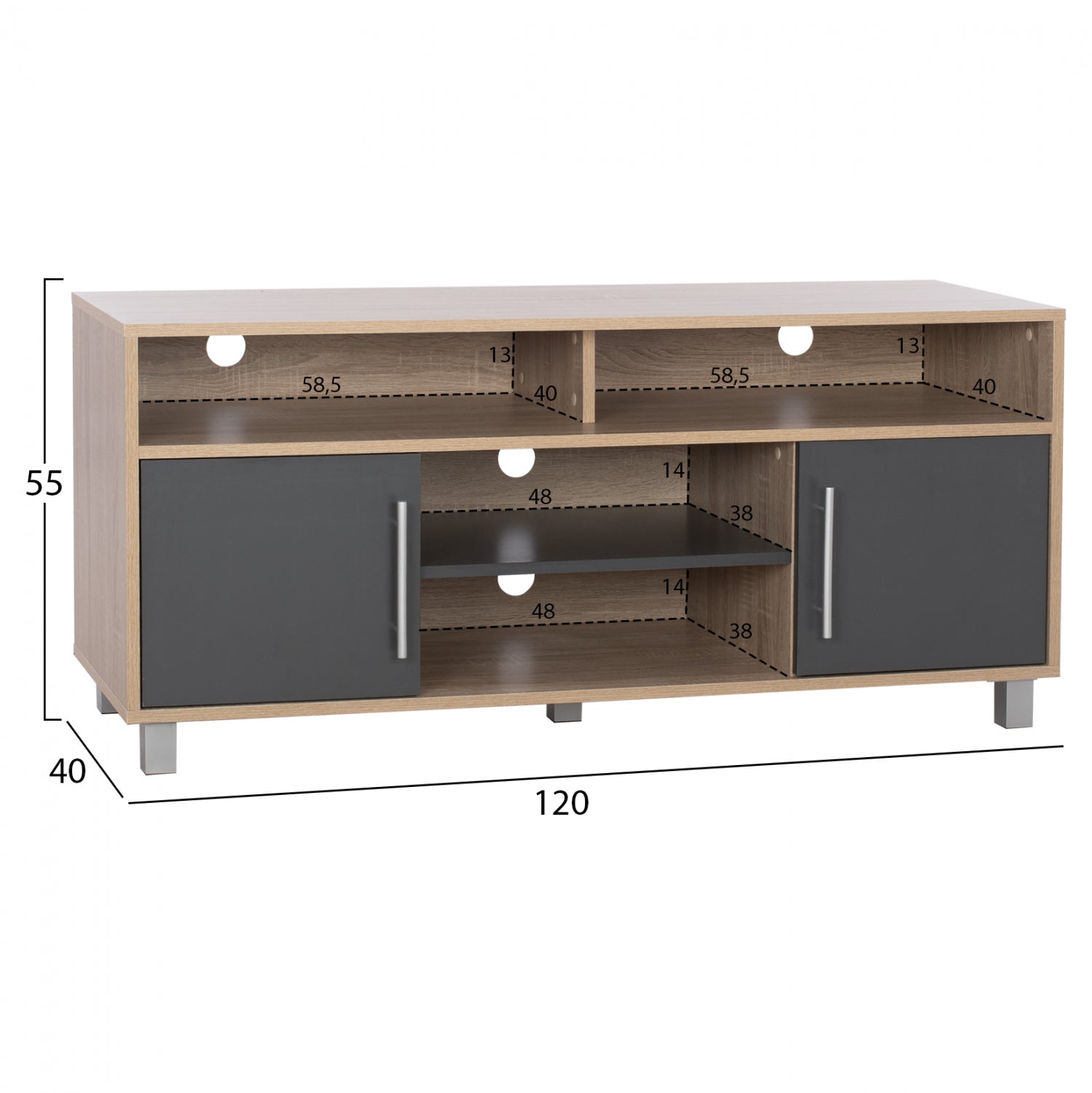 Тв шкаф DANNA 120x40x55 меламин-сонама-сиво