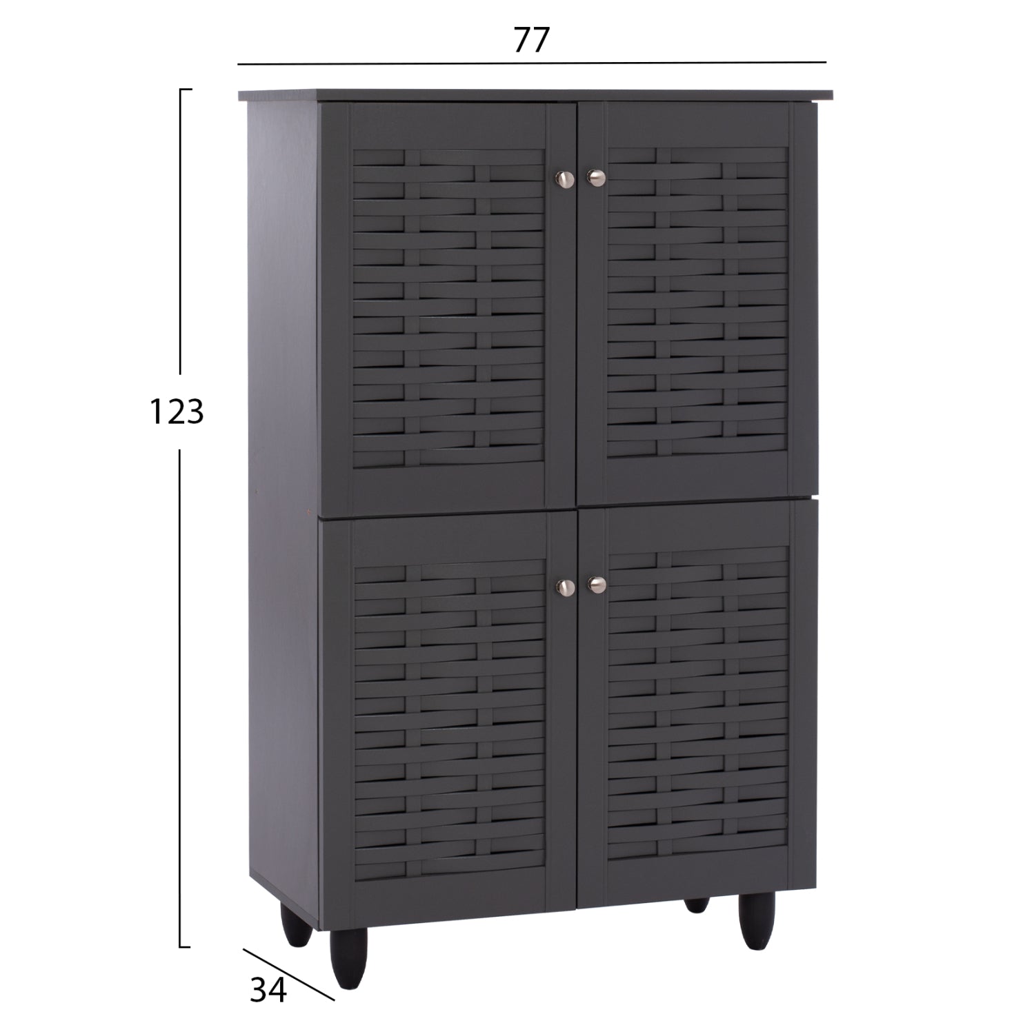 Шкаф за обувки  KABIRAтъмно сив цвят 77x34x123см