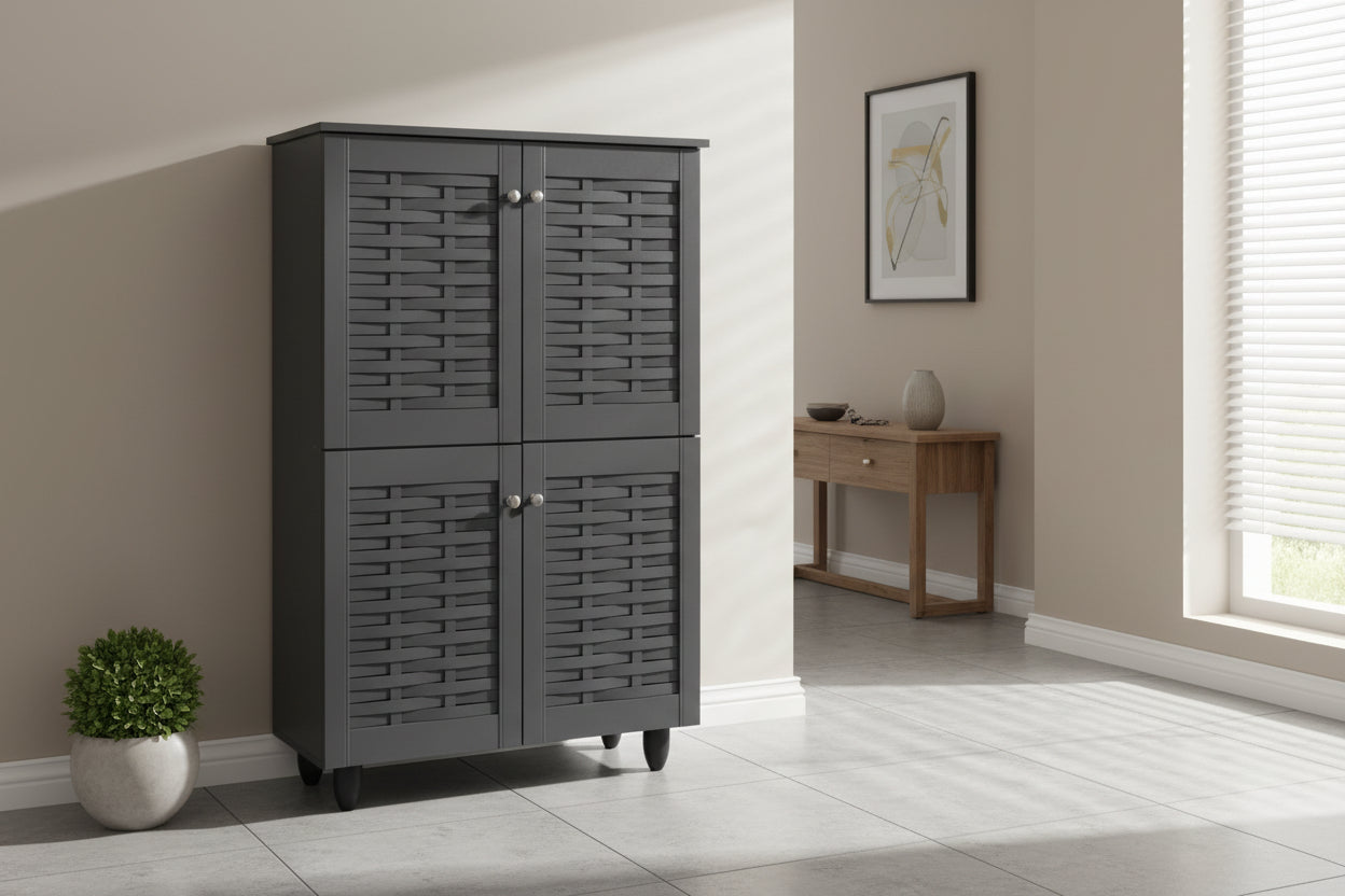 Шкаф за обувки  KABIRAтъмно сив цвят 77x34x123см