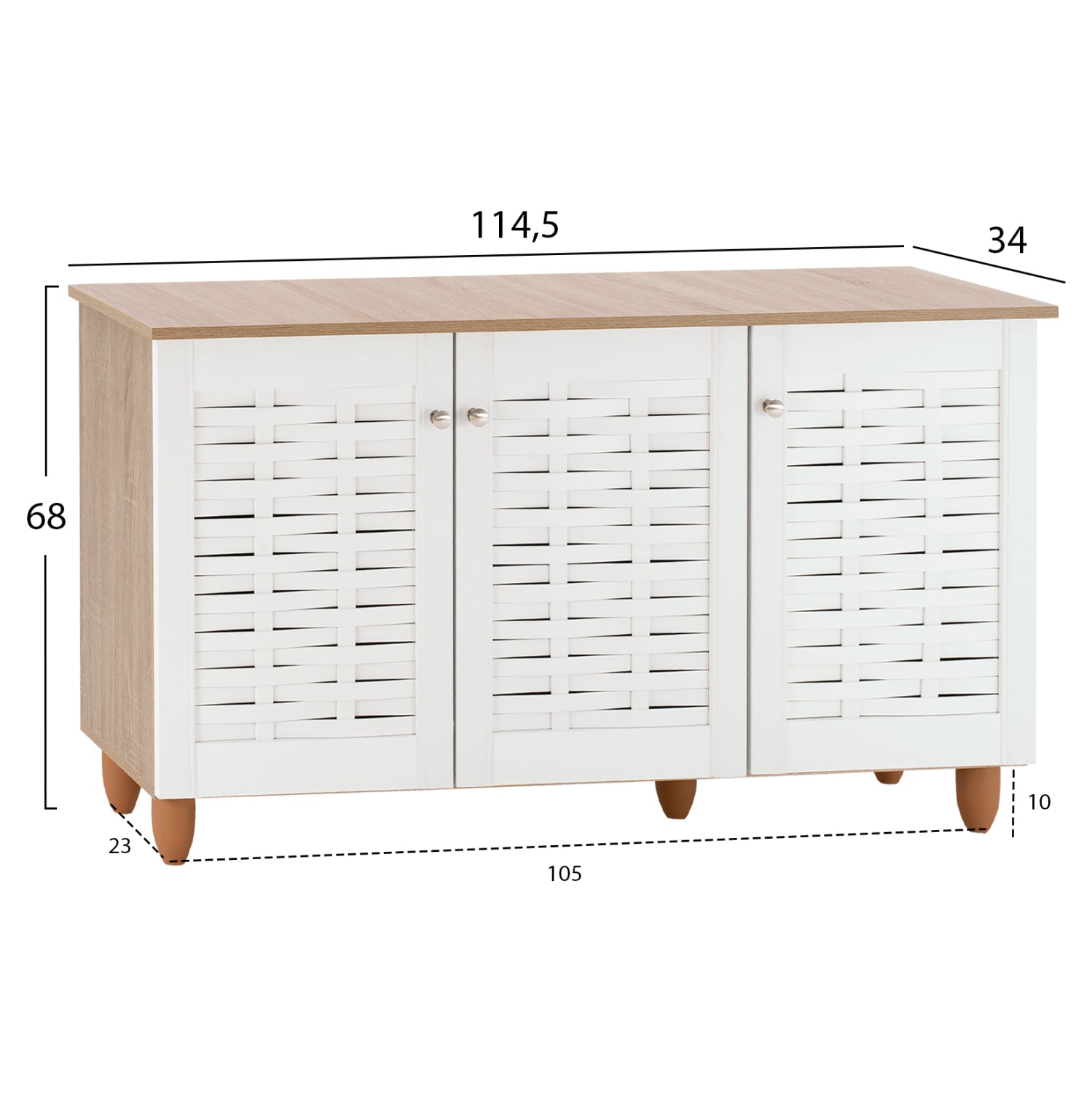 Шкаф за обувки IGGY 114x34x68 см цвят сонома-бял