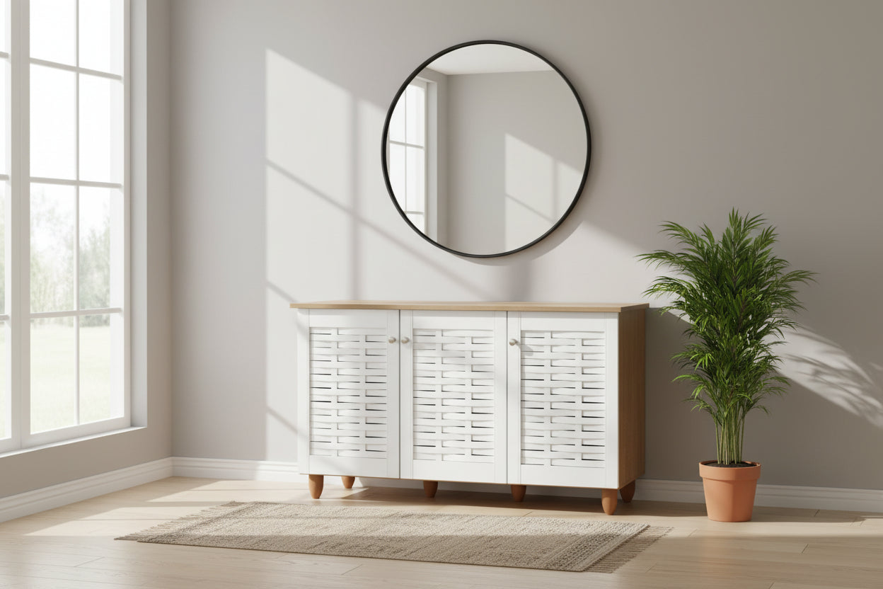 Шкаф за обувки IGGY 114x34x68 см цвят сонома-бял