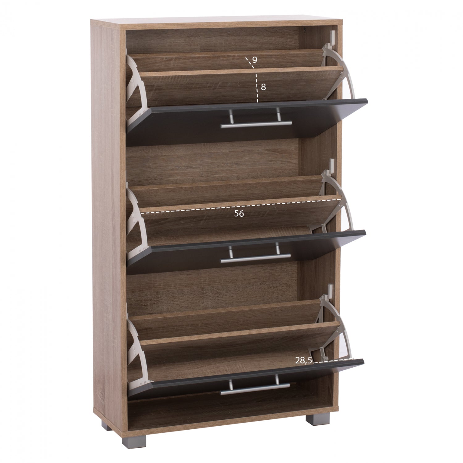 Шкаф за обувки  DAVINA цвят сонома-сив 62х24х110см