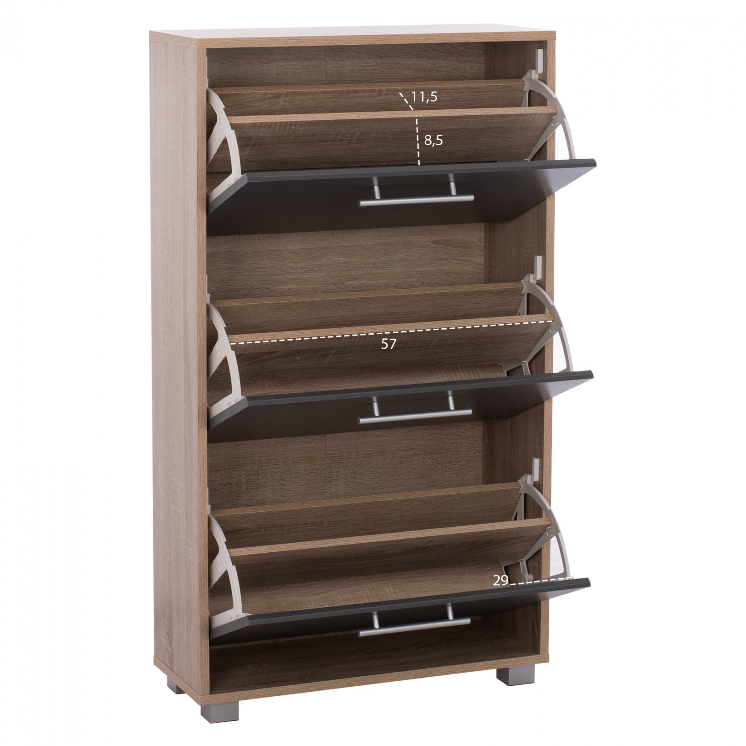 Шкаф за обувки  DAVINA цвят сонома-сив 62х24х110см