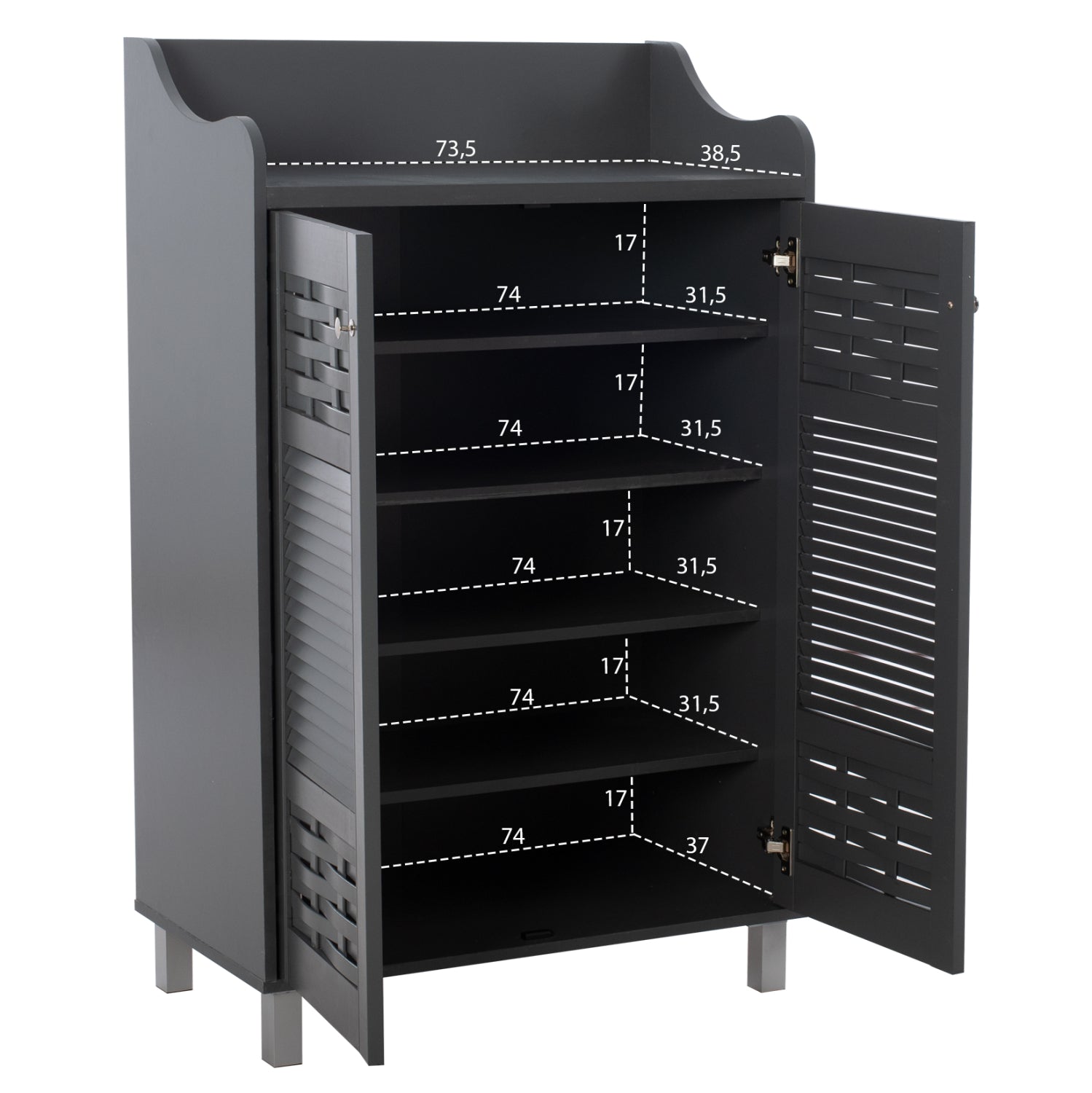 Шкаф за обувки KAILENA сив цвят 77x40x121,5