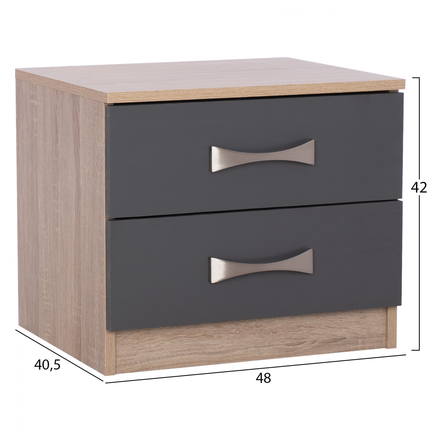 Нощно шкафче  ASHLYN сив -естествен цвят 48x40,5x42см