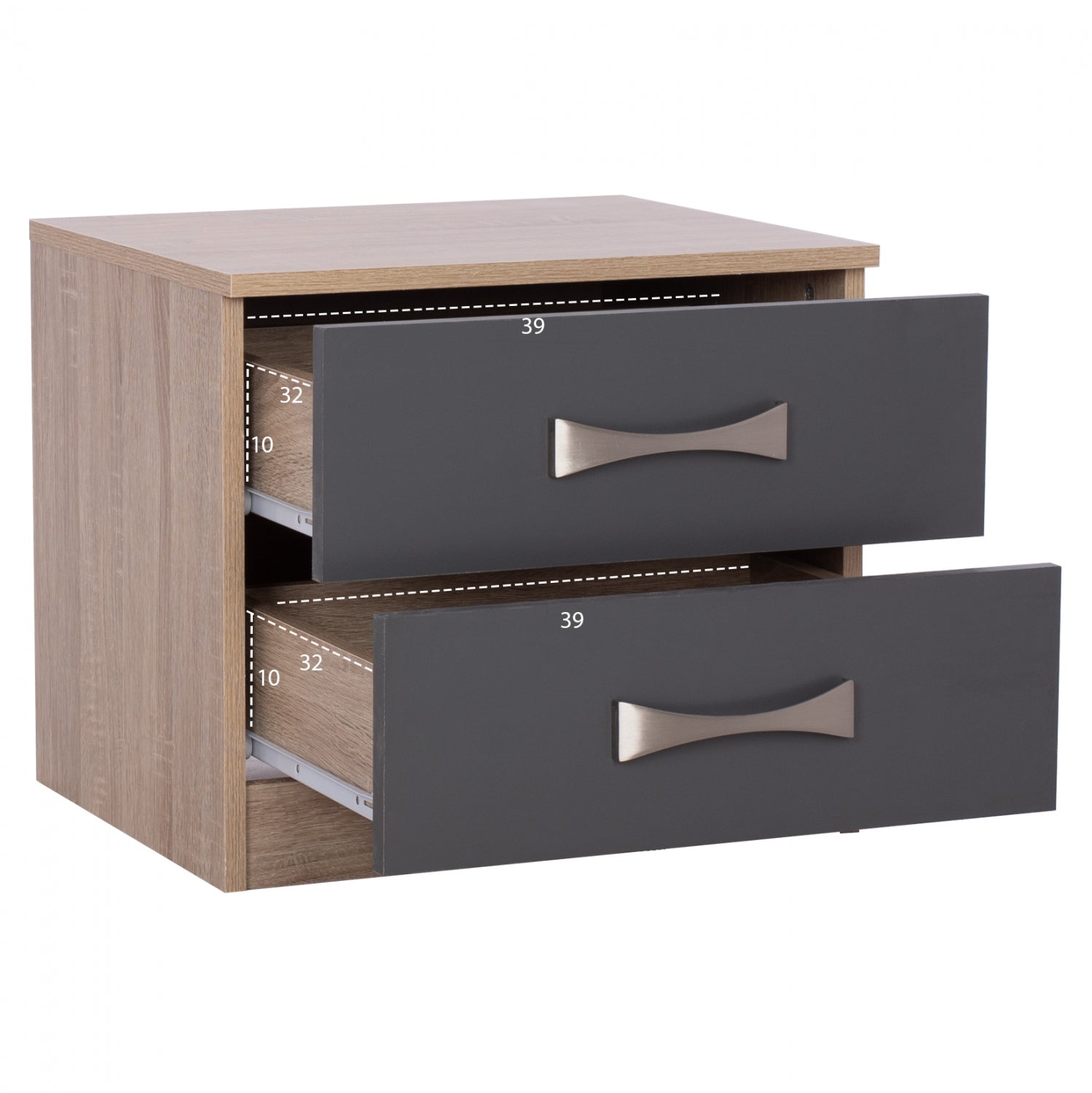 Нощно шкафче  ASHLYN сив -естествен цвят 48x40,5x42см