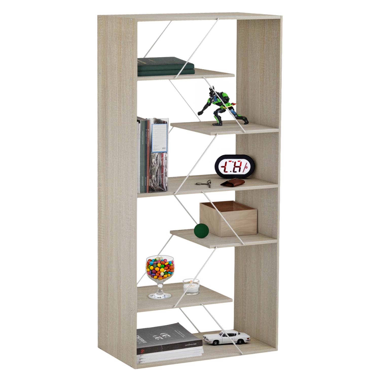 Библиотека Тарс  цвят сонома-бял 84x24x157см