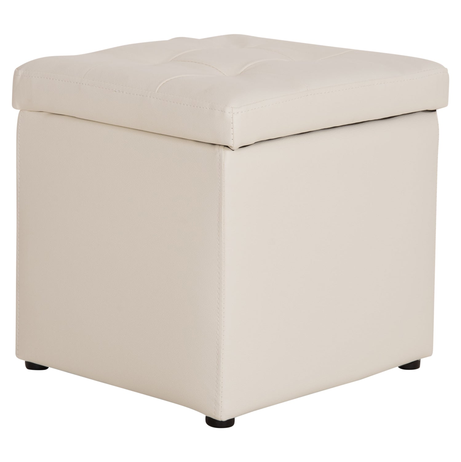 Табуретка за съхранение Ким-бял цвят 36,5x36,5x36см