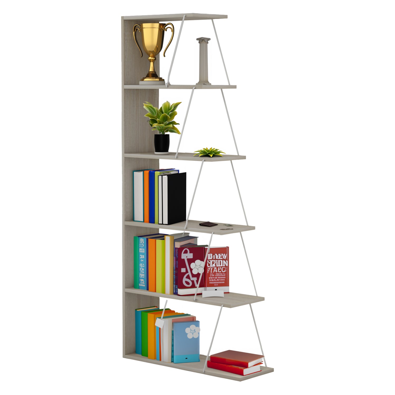 Библиотека Тарс  сонома-бял цвят 65x22-24x146см