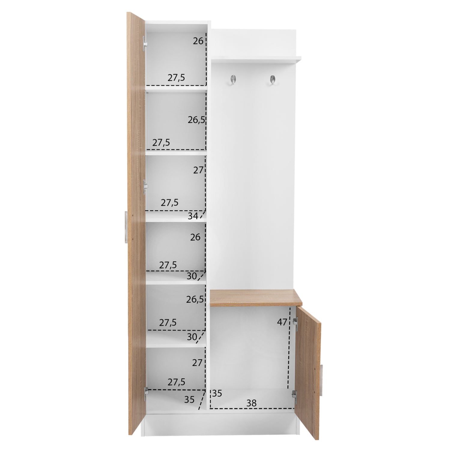 Антре JANICE с цвят сонама-бял 70x37x181