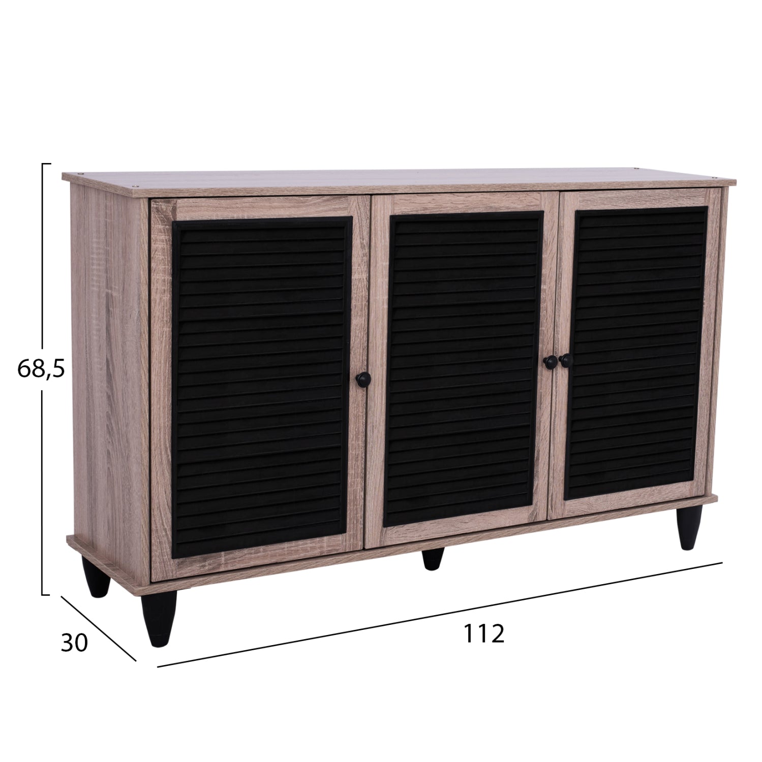 Шкаф за обувки MCKENNA цвят сонама-черен  112x30x68.5H см