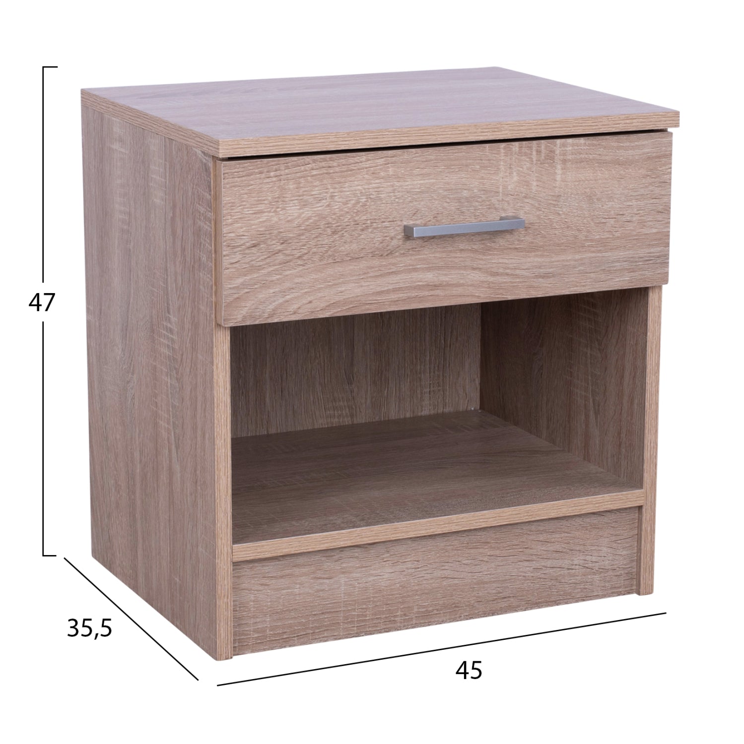 Нощно шкафче  LANEY цвят сонома  45x35,5x47см