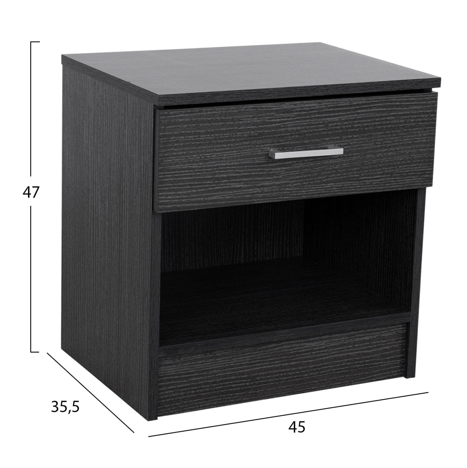 Нощно шкафче  LANEY цвят зебрано 45x35,5x47см