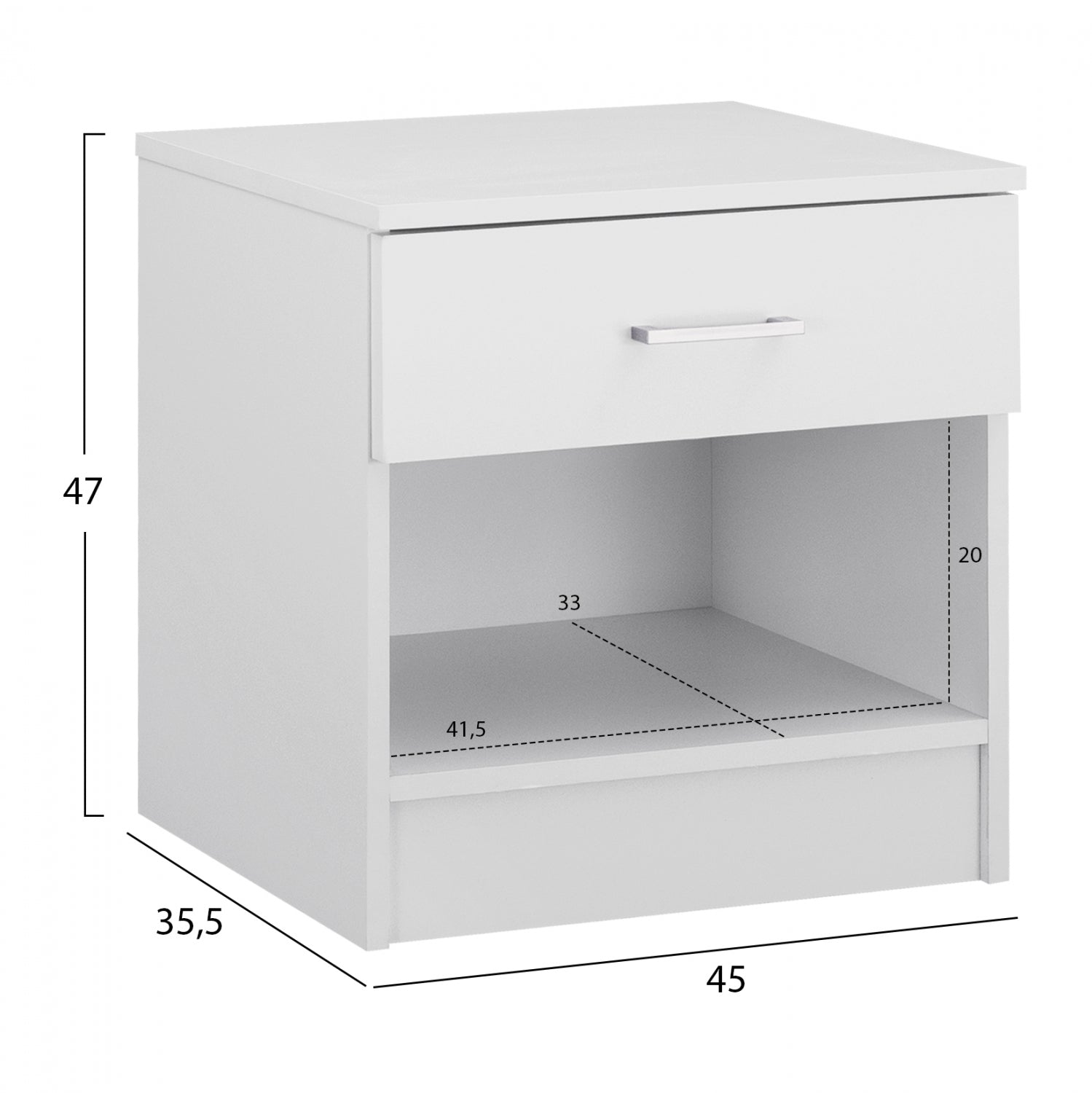 Нощно шкафче LANEY  бял цвят 45x35,5x47см