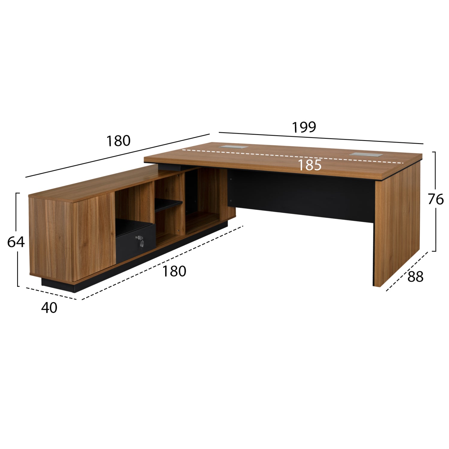 Офис бюро SUPREME сив-меден дъб  199X180X76см