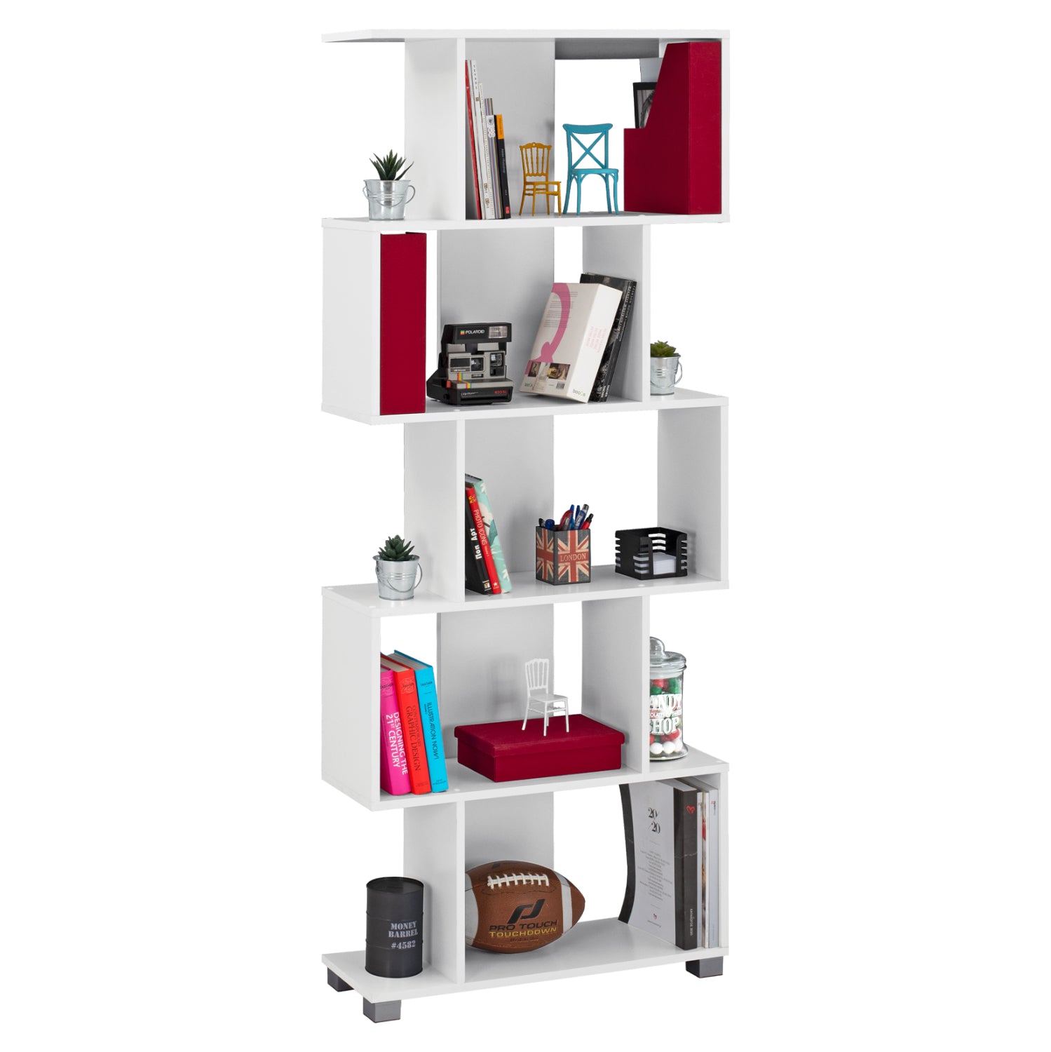 Етажерка Лорис бял цвят 70x25x177см