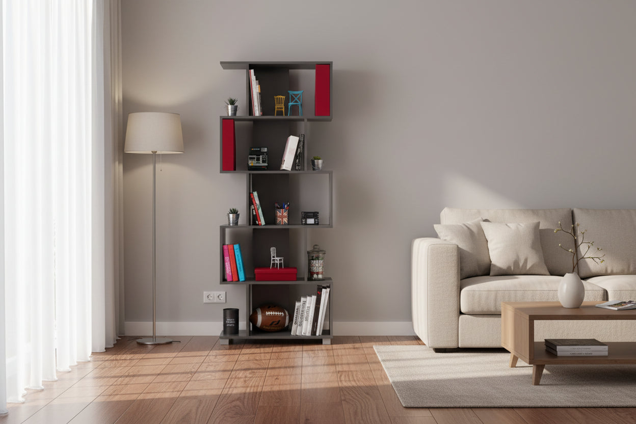 Етажерка EZIR  сив цвят -70x25x177см