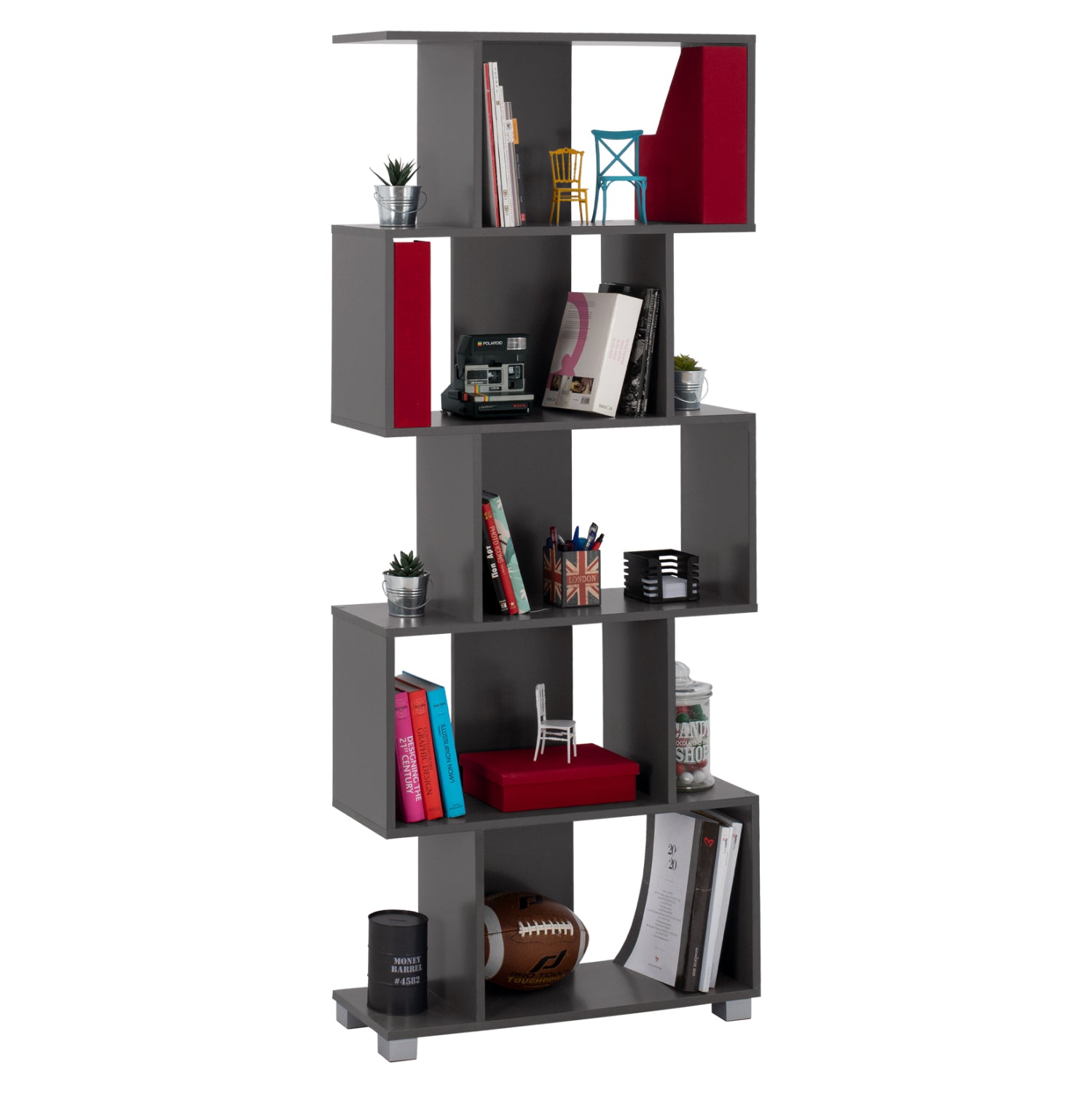 Етажерка EZIR  сив цвят -70x25x177см