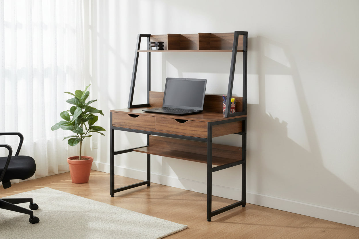 Офис бюро с библиотека TANAYA  цвят орех 100x48x139см