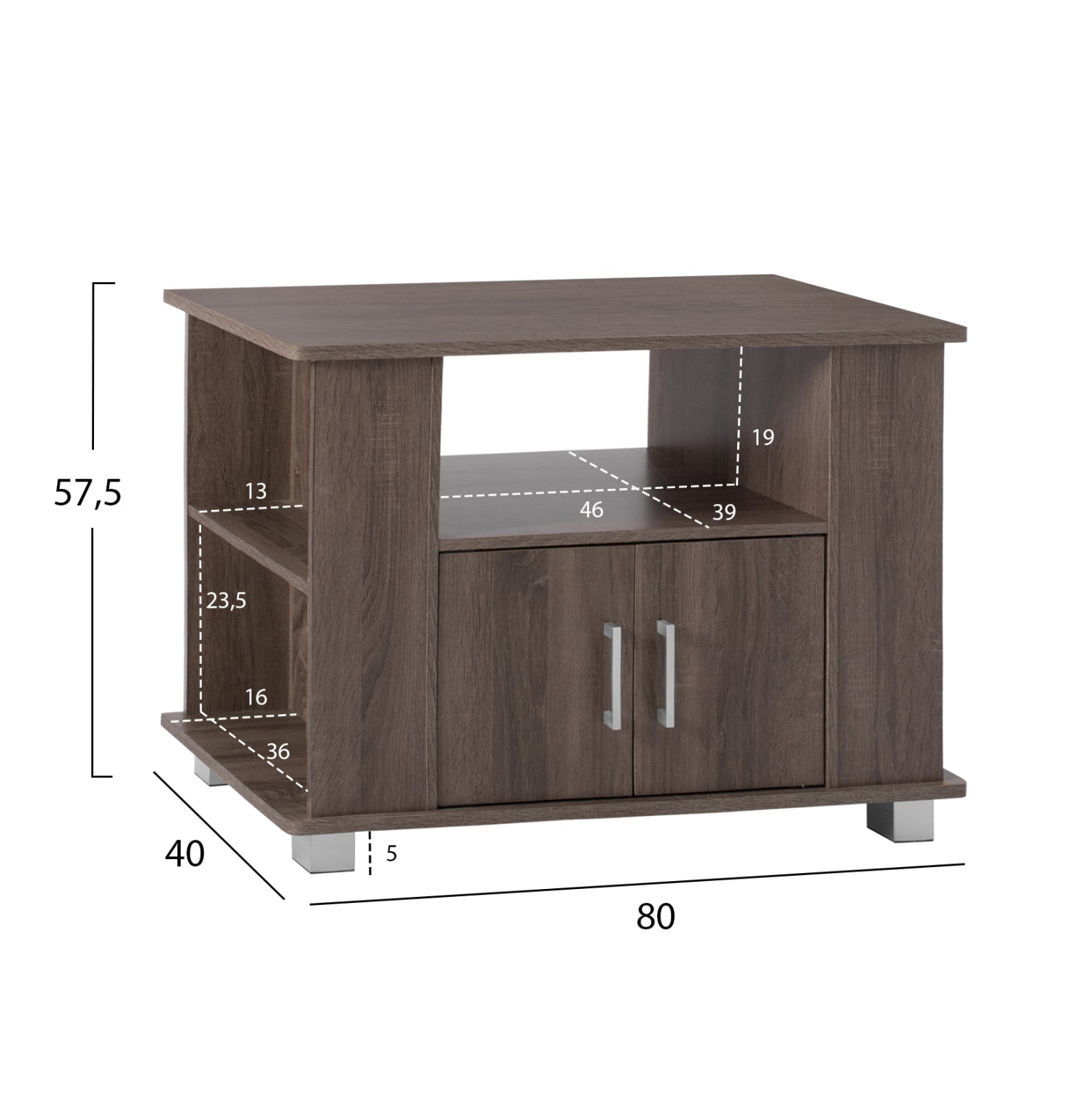 Тв шкаф EMELIA в цвят орех 80x40x57.5см