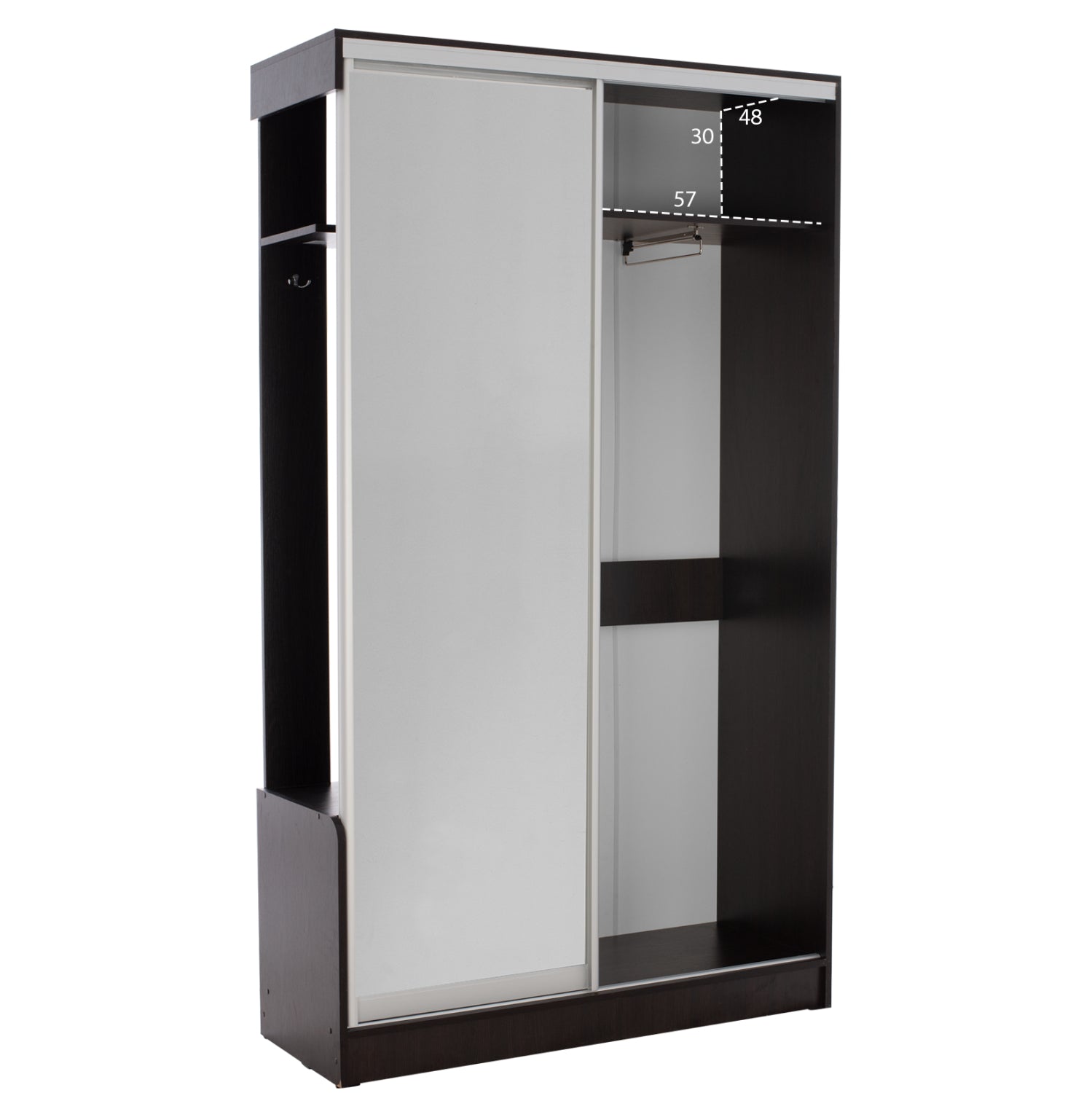 Входно обзавеждане  DULCE с плъзгащ се гардероб и огледало, цвят венге, 118x45x210 см