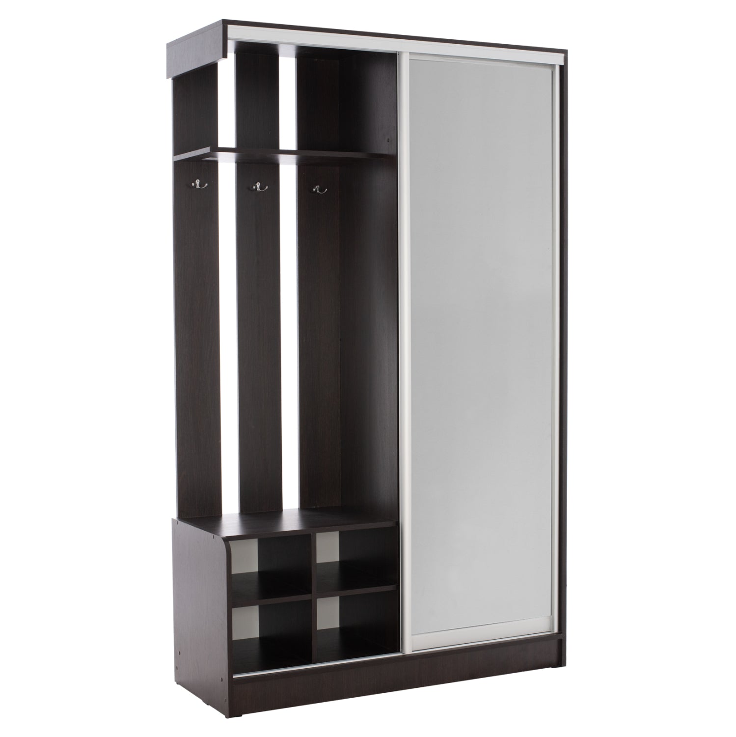 Входно обзавеждане  DULCE с плъзгащ се гардероб и огледало, цвят венге, 118x45x210 см