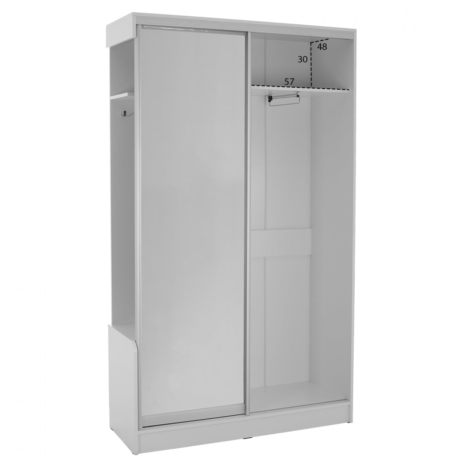 Входно антре с плъзгащ се гардероб и огледало DULCE  бял цвят 118x45x210см