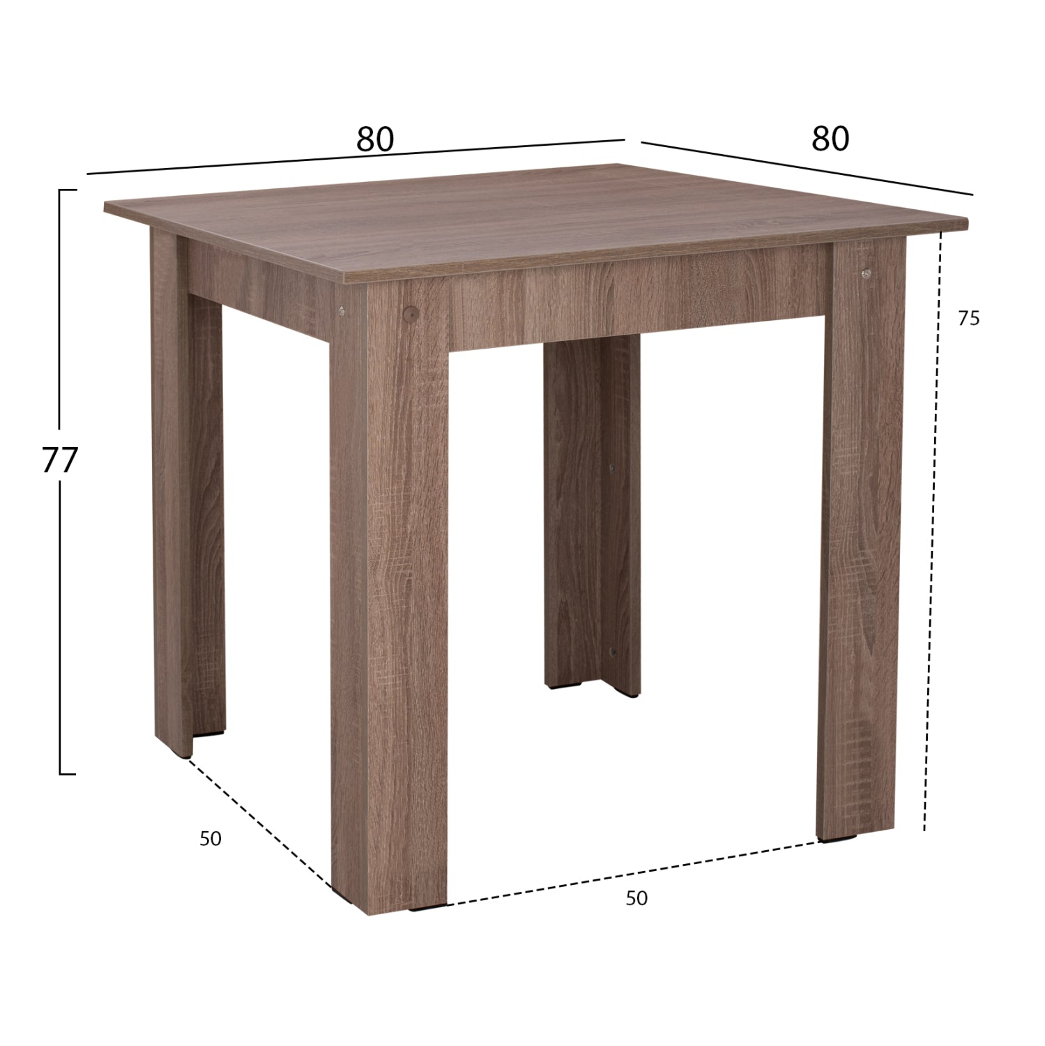 Маса трапезна KELVIN 80x80x77 см -цвят сонама