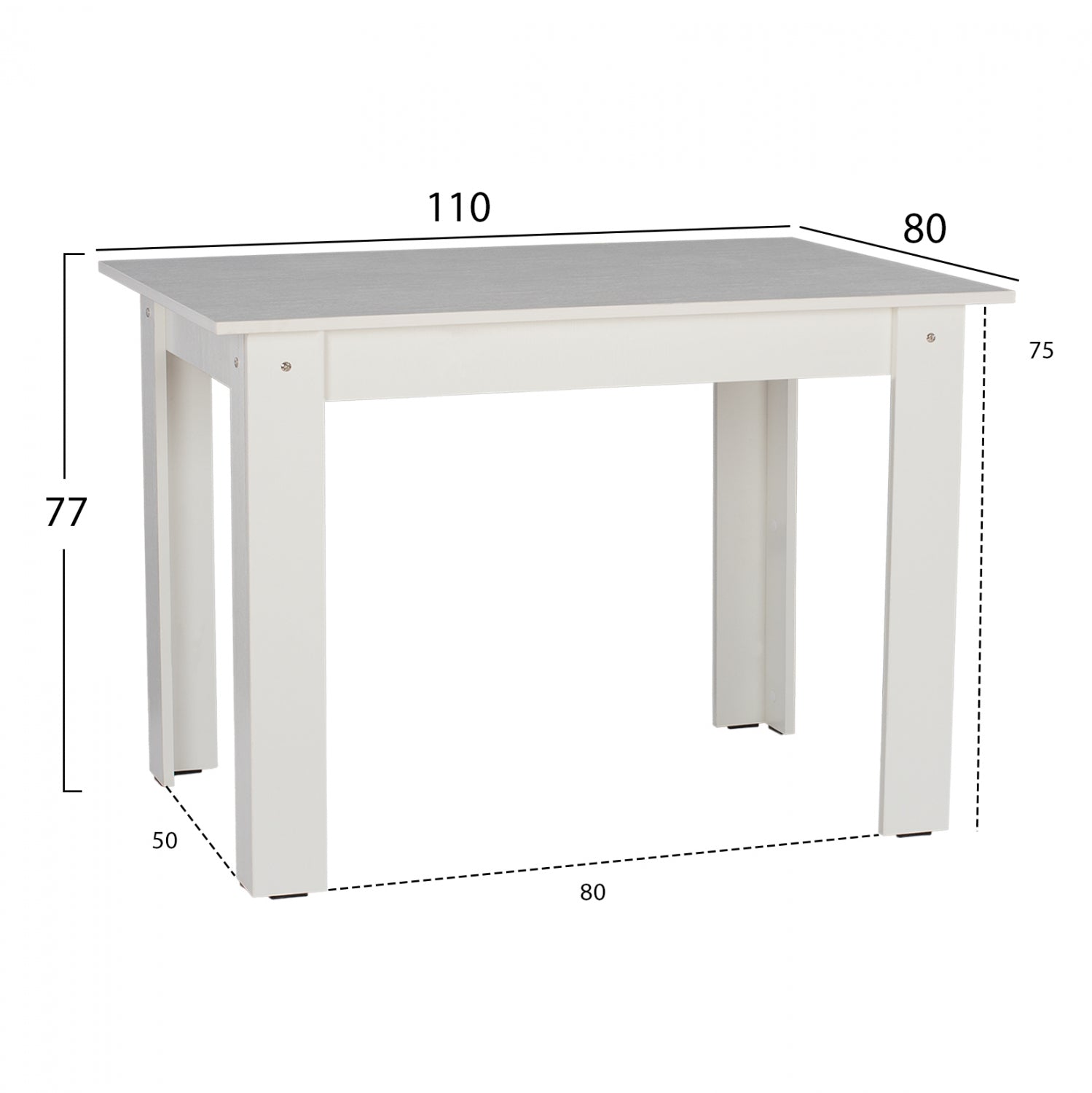 Маса трапезна KELVIN  110x80см/77см -бял цвят