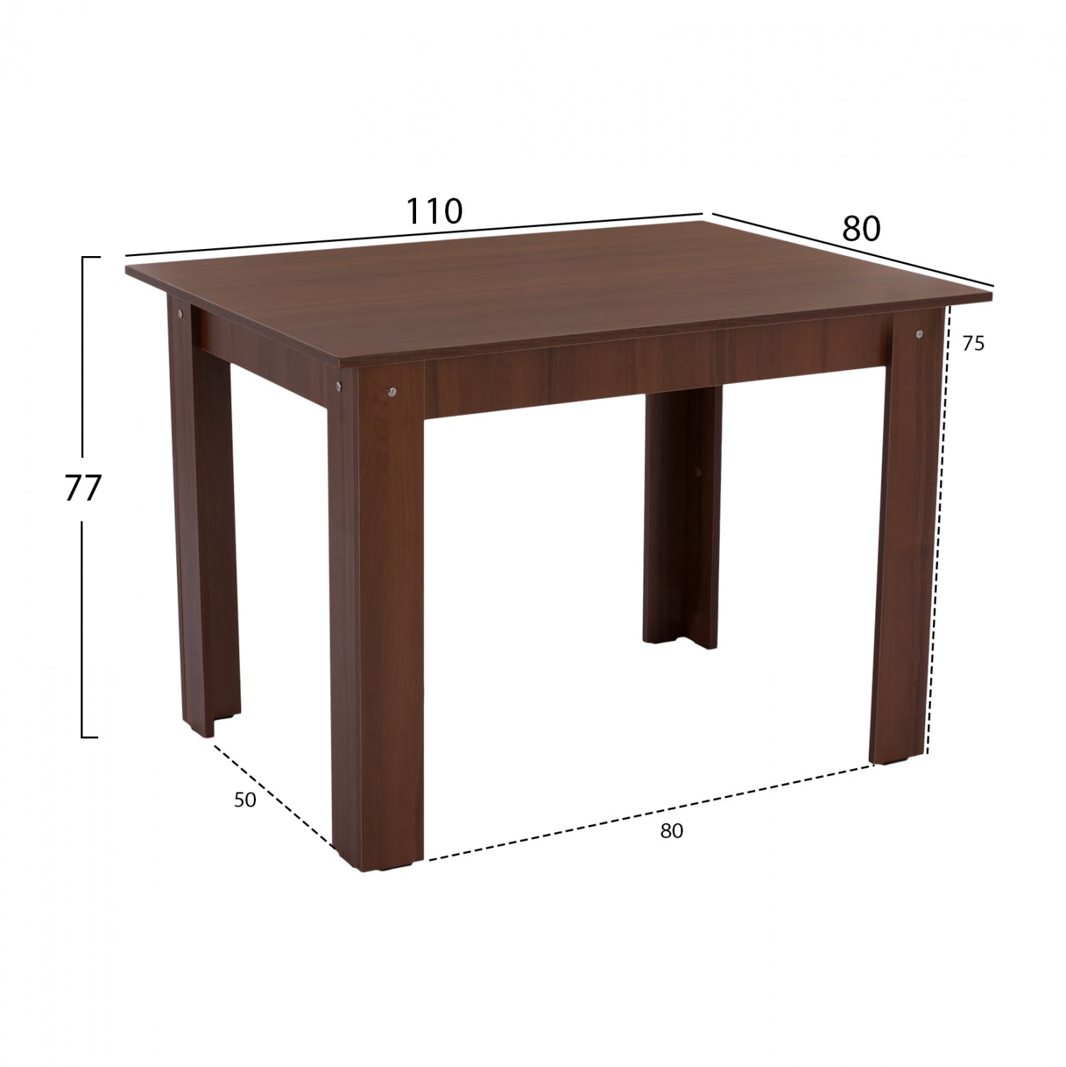 Маса трапезна KELVIN  цвят орех 110x80x77см