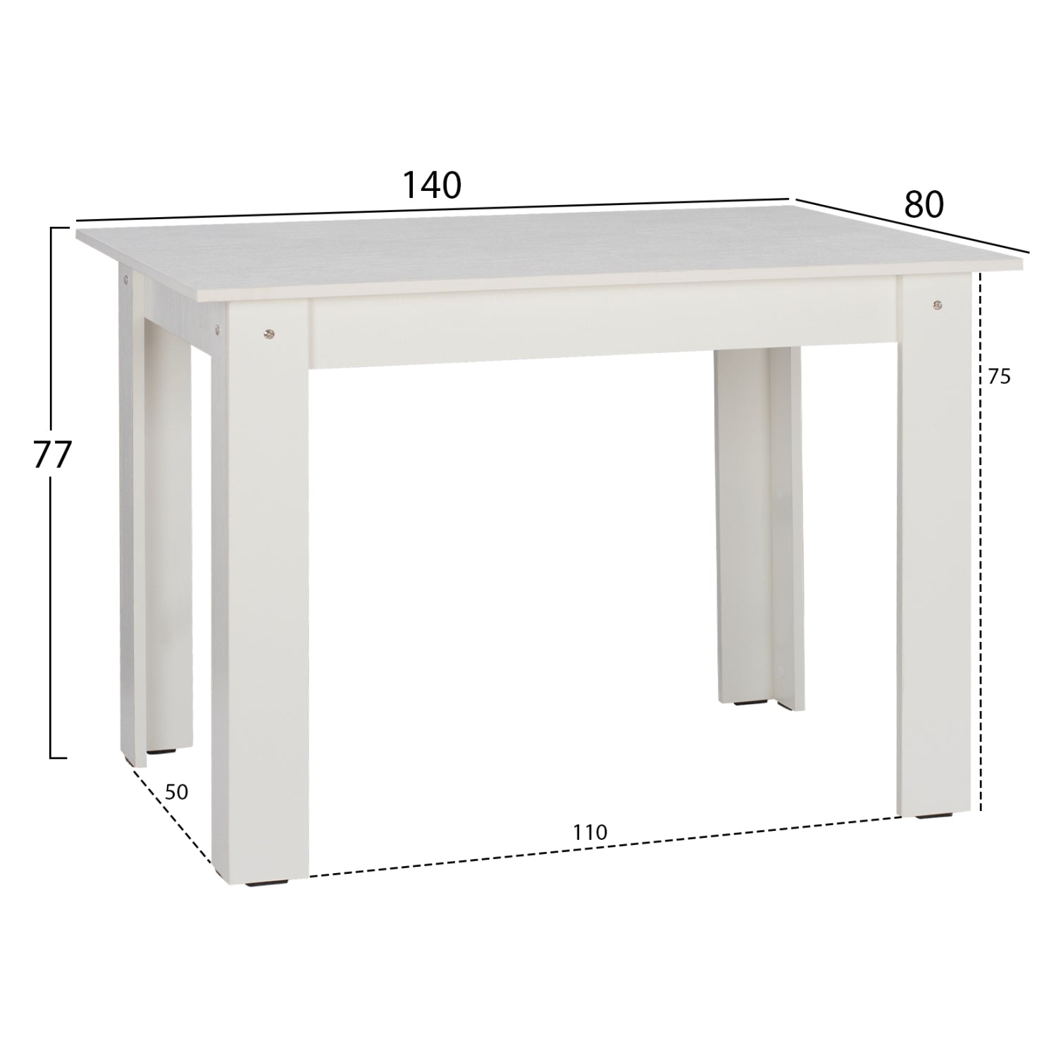 Трапезна маса  KELVIN бял цвят 140x80x77см