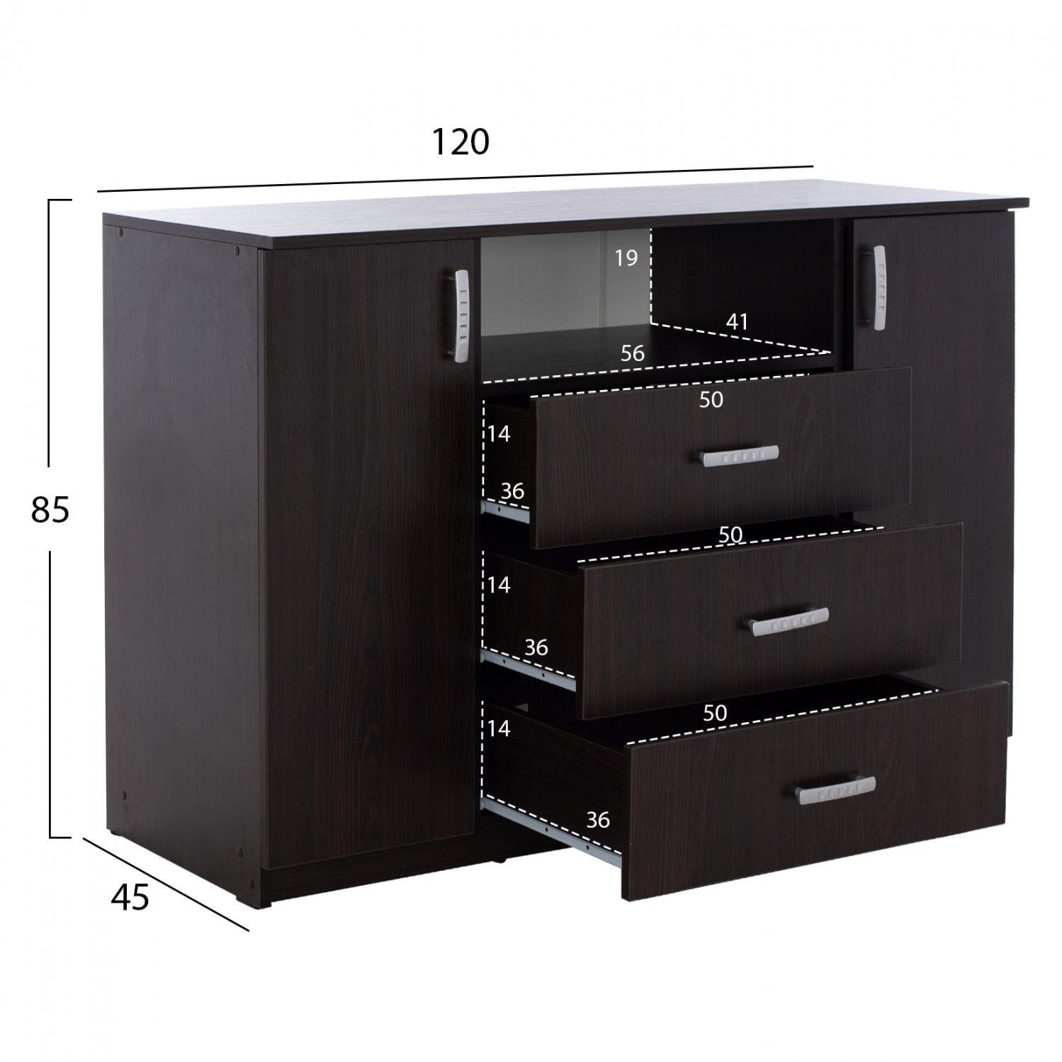 Бюфет ADLER цвят венге 120x45x85см