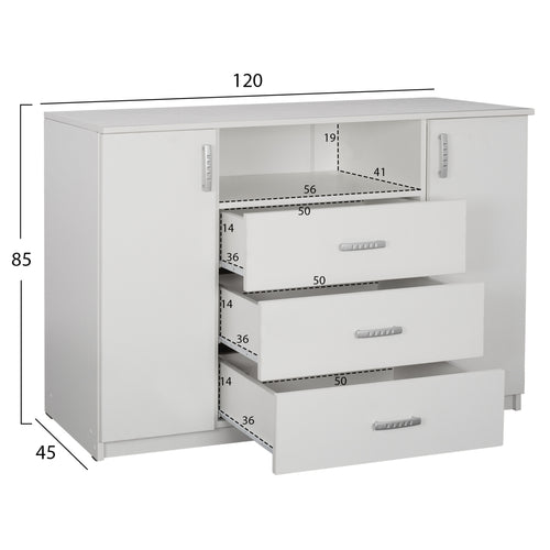 Бюфет ADLER  бял цвят -120x45x85см