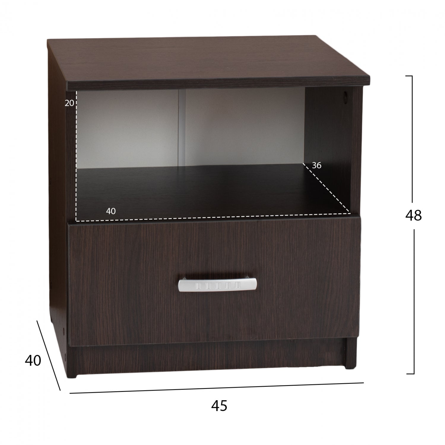 Нощно шкафче ADLER цвят венге  45X40X48см