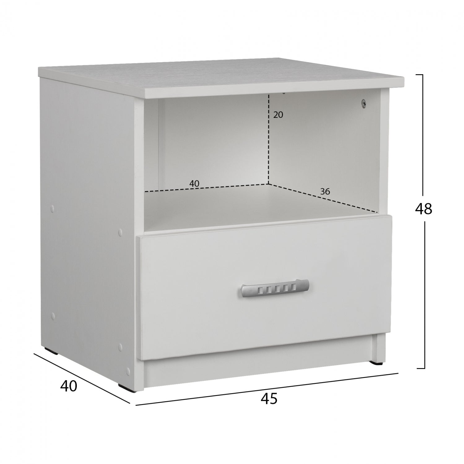 Нощно шкафче ADLER бял цвят  45x40x48см