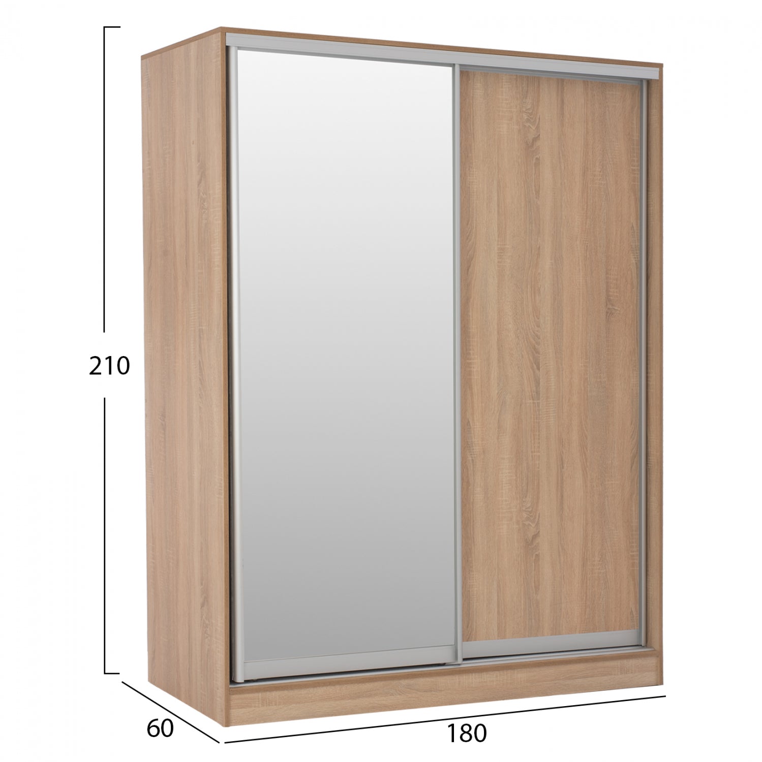 Двукрилен гардероб 180x60x210 см  дъб сонома