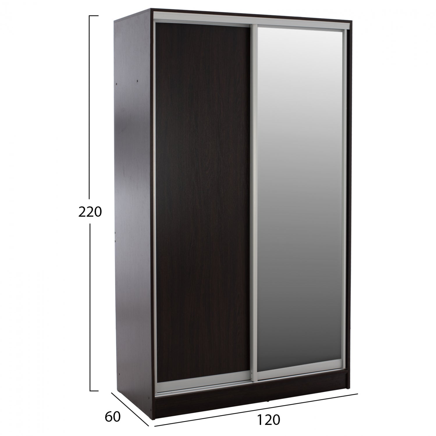 Гардероб Adler 120x60x220 см, цвят венге, с огледало