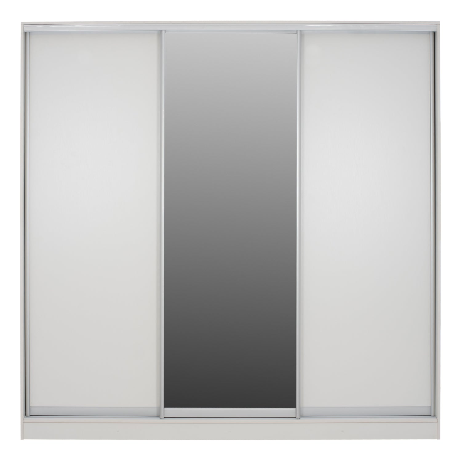 Гардероб Adler с плъзгащ се панел, бял меламин, с 3-делно огледало, 240x60x240 см