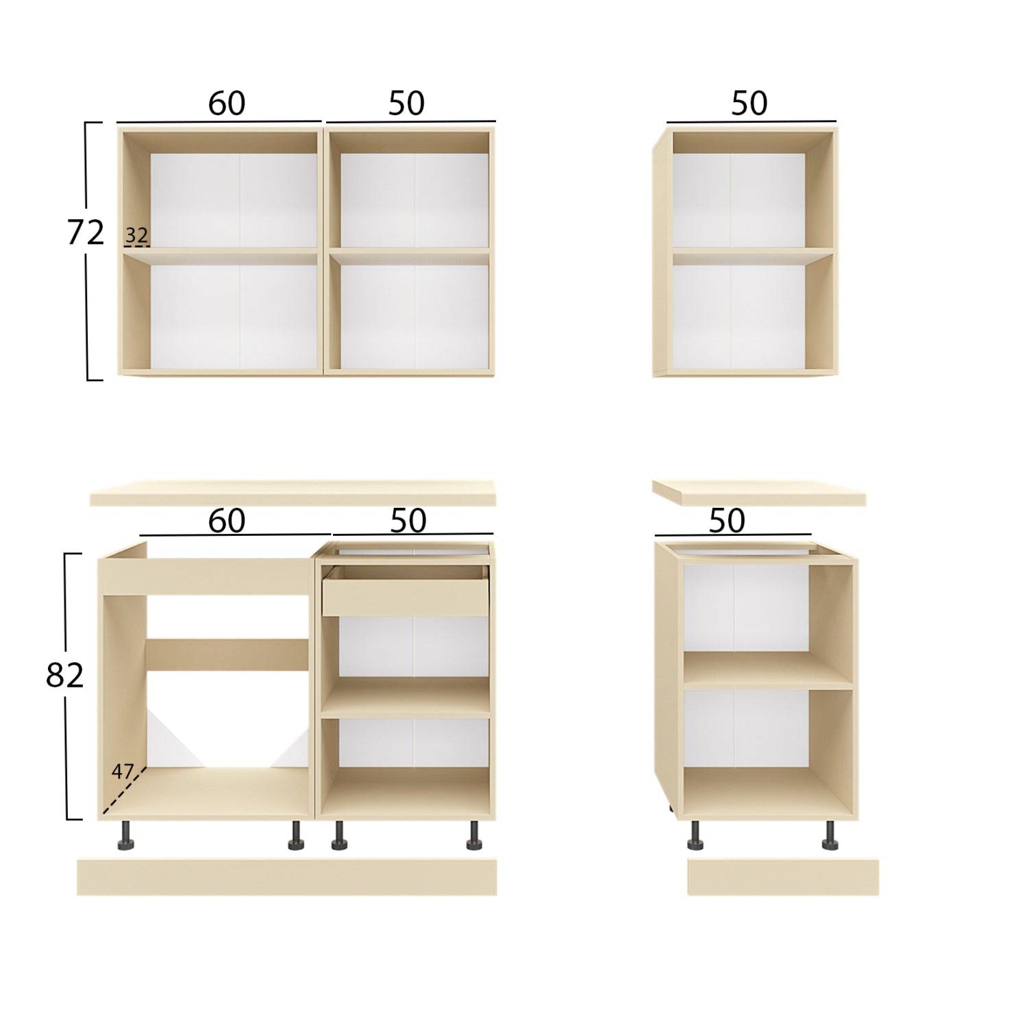 Кухненски комплект меламин сиво въглен бяло hpl 160x47x84.8см