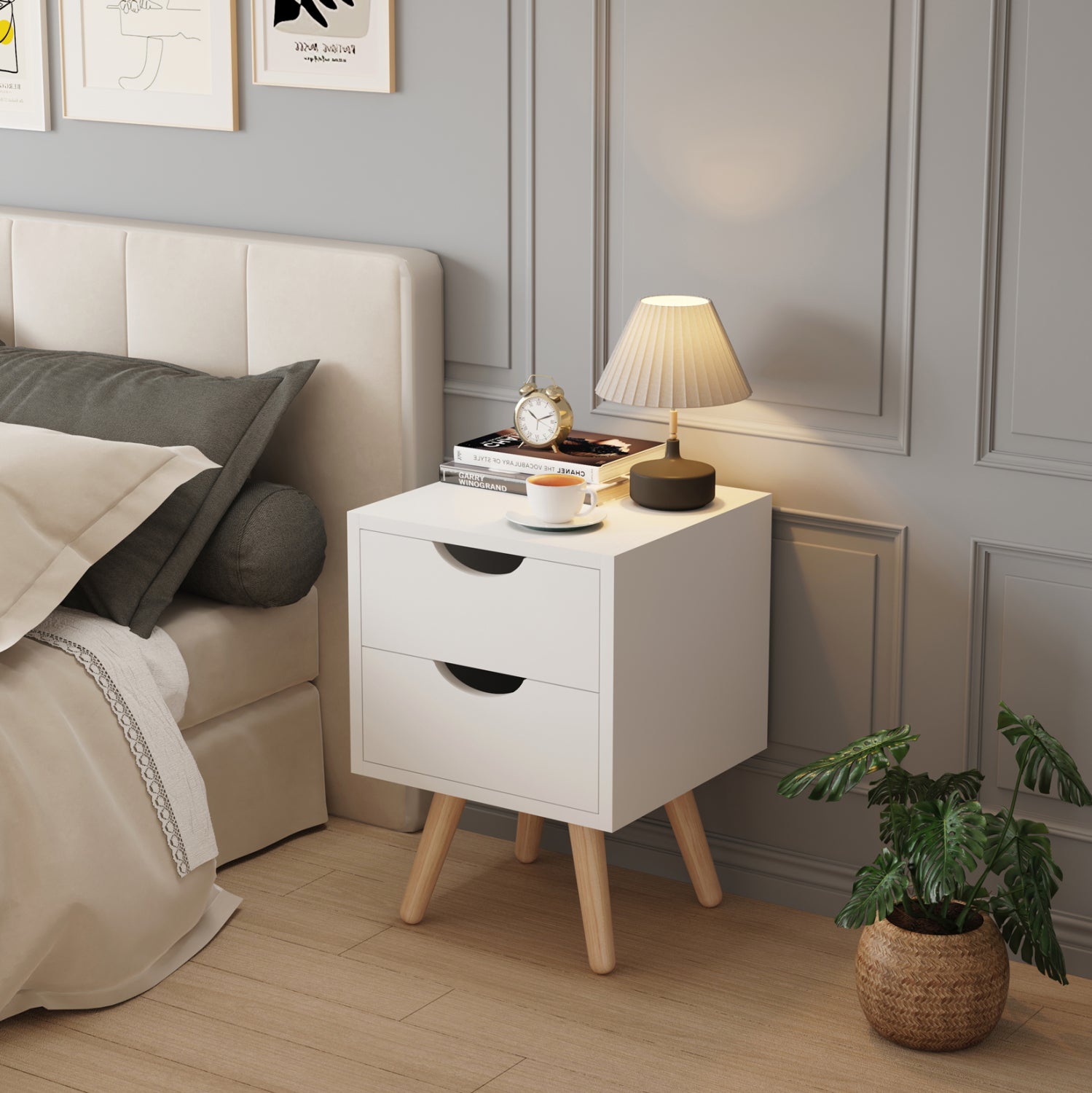 Нощно шкафче DINKL бял цвят  29,7x29,7x45см