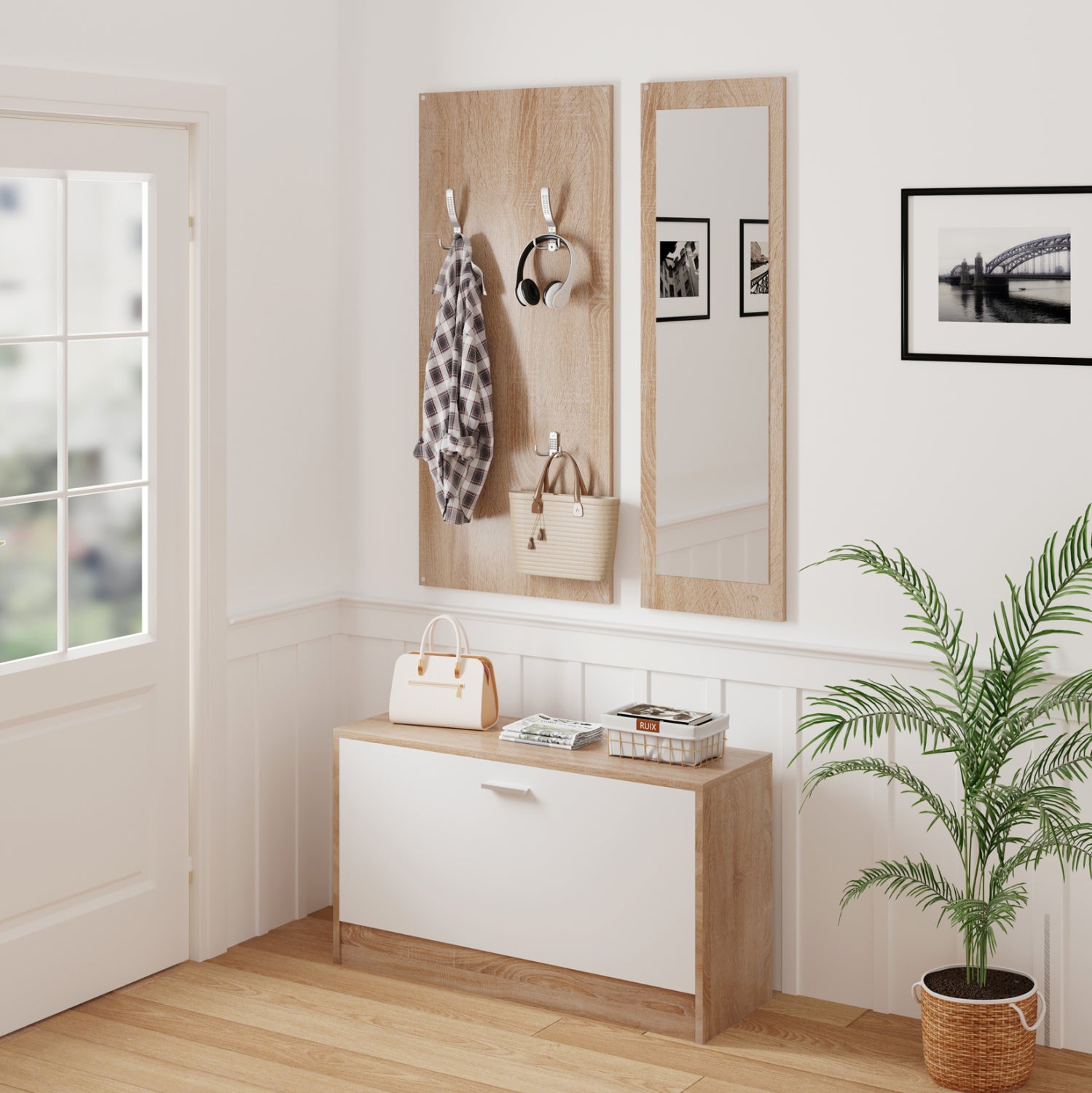 Антре  VERN  цвят сонама-бял 80x27x175