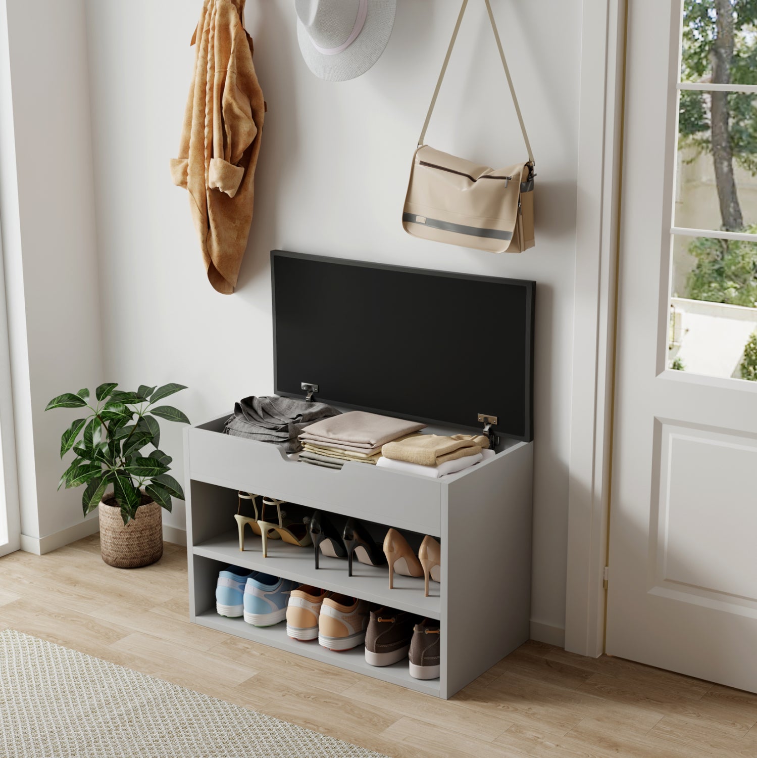 Шкаф за обувки ROMIR сив цвят 60x30x44см