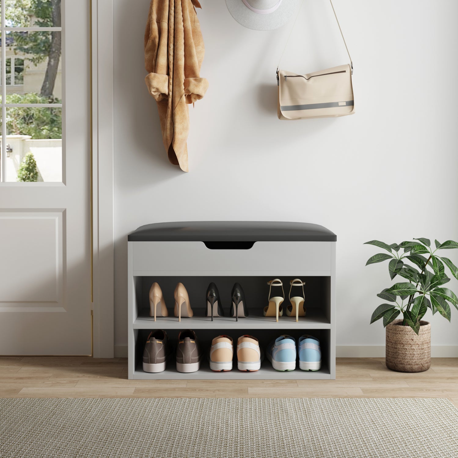 Шкаф за обувки ROMIR сив цвят 60x30x44см