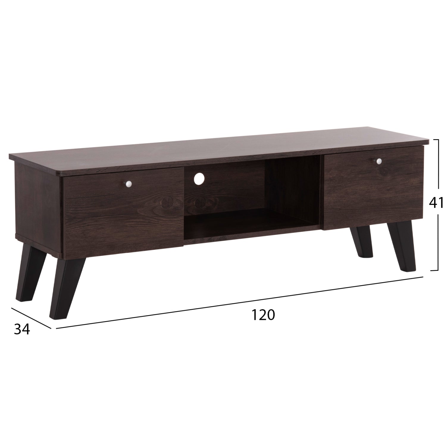ТВ Шкаф IREN Орех с Черни Крака 120x34x41 см
