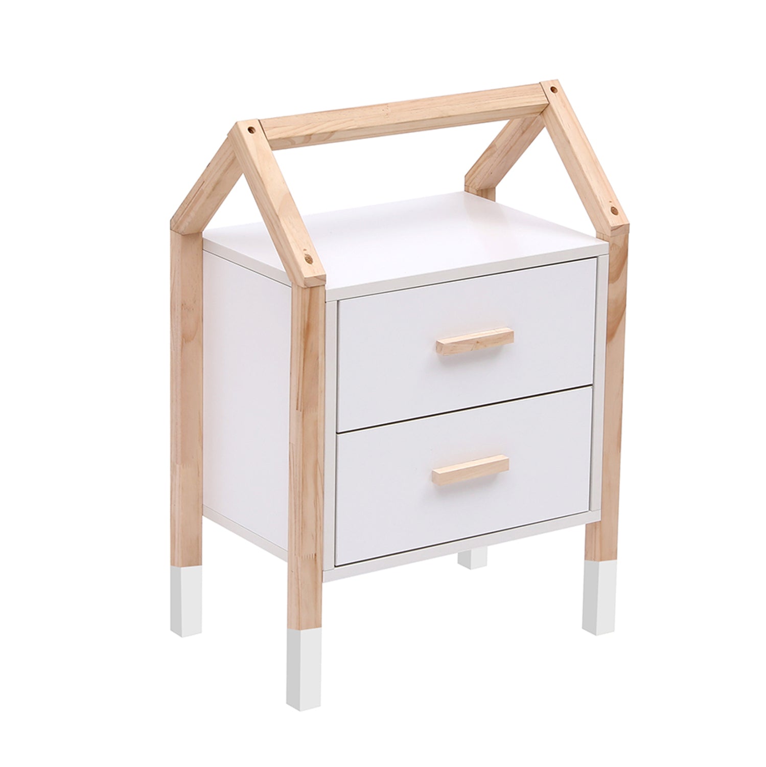 Детско нощно шкафче PEPE бял-естествен цвят 46x30x67см