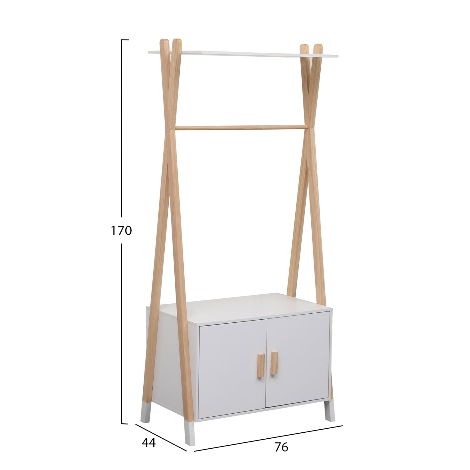 Закачалка за детска стая PASCHAL-цвят бял-натурал 76x44x170см