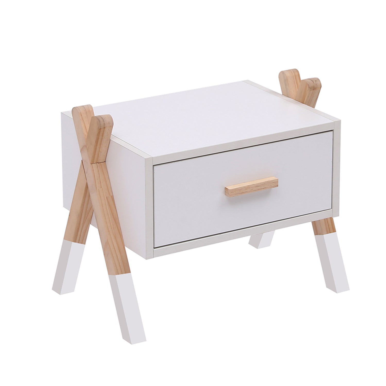 Нощно шкафче PASCHAL бял-естествен цвят 46x30x38см