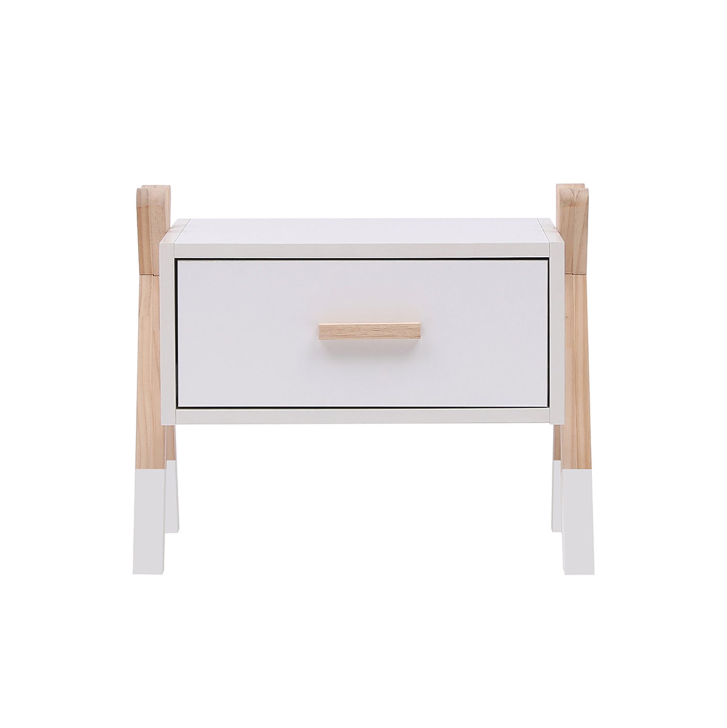 Нощно шкафче PASCHAL бял-естествен цвят 46x30x38см