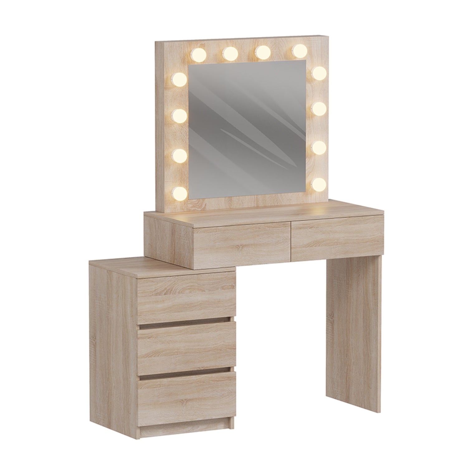 Тоалетка BEYON с led осветление и чекмеджета цвят сонома 112.5x40.5x140см