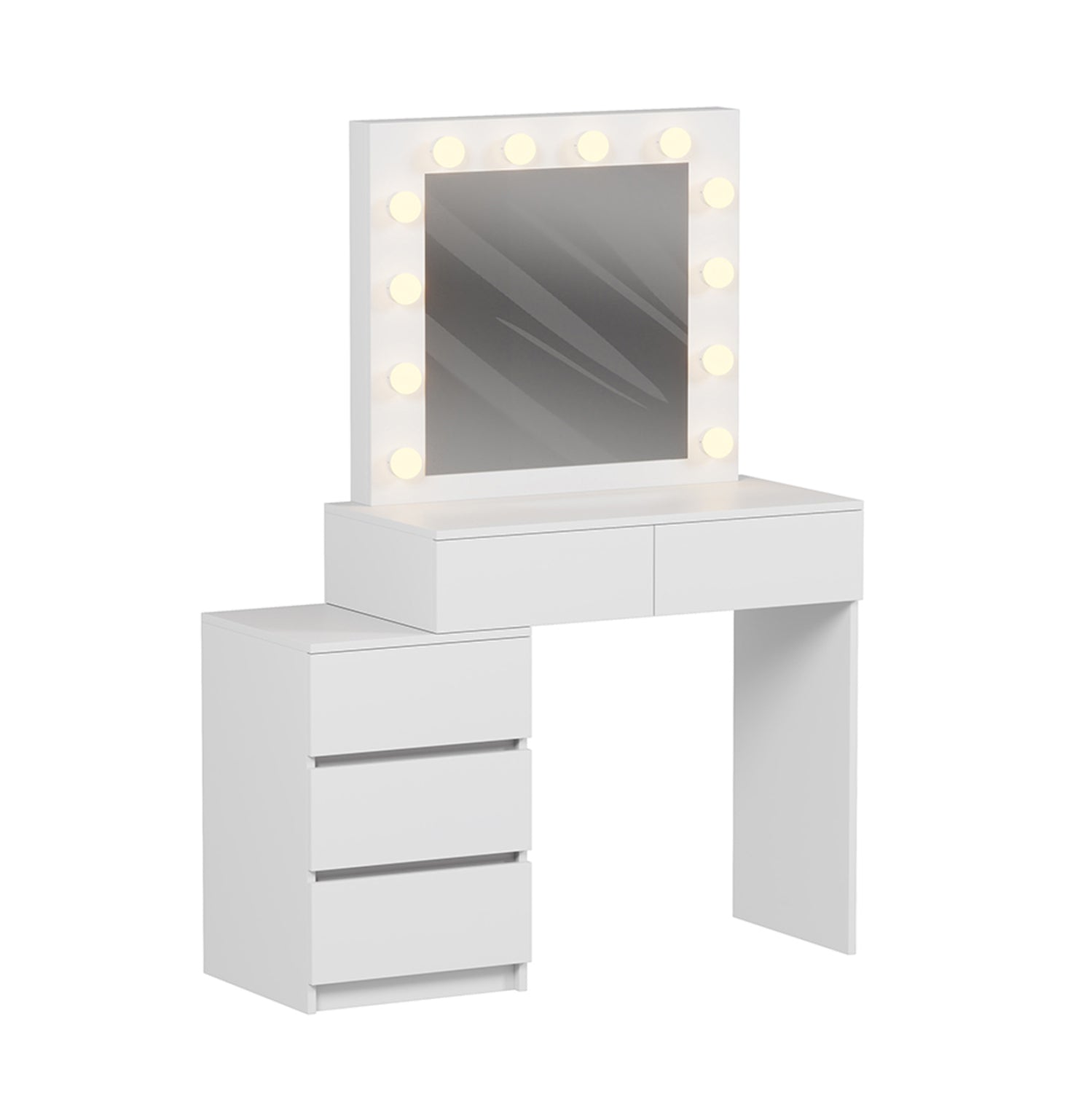 Тоалетка BEYON с led осветление и чекмеджета/ меламин в бяло 80x40x140см